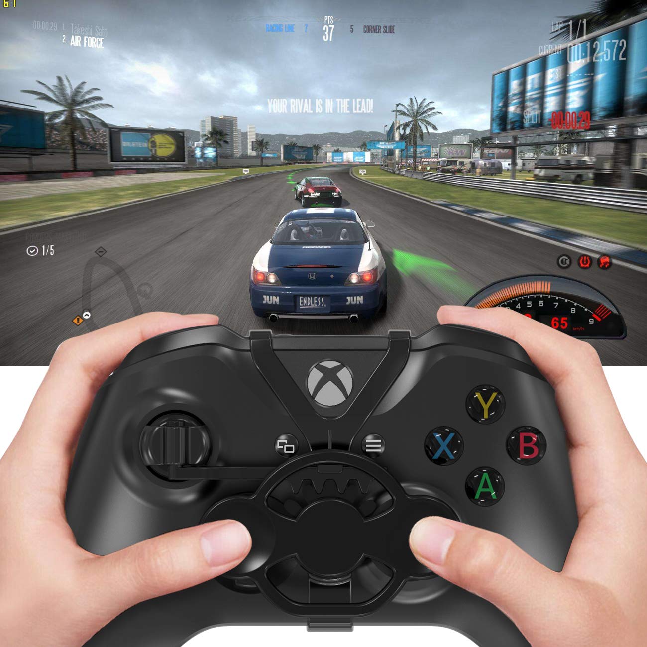 AmCube Xbox One Mini Steering Wheel (2019 Upgrade), Durable and Heightening Xbox One X and Xbox One S Controller Add-on Replacement Accessories for All Xbox Racing Game(Not for xbox One elite)