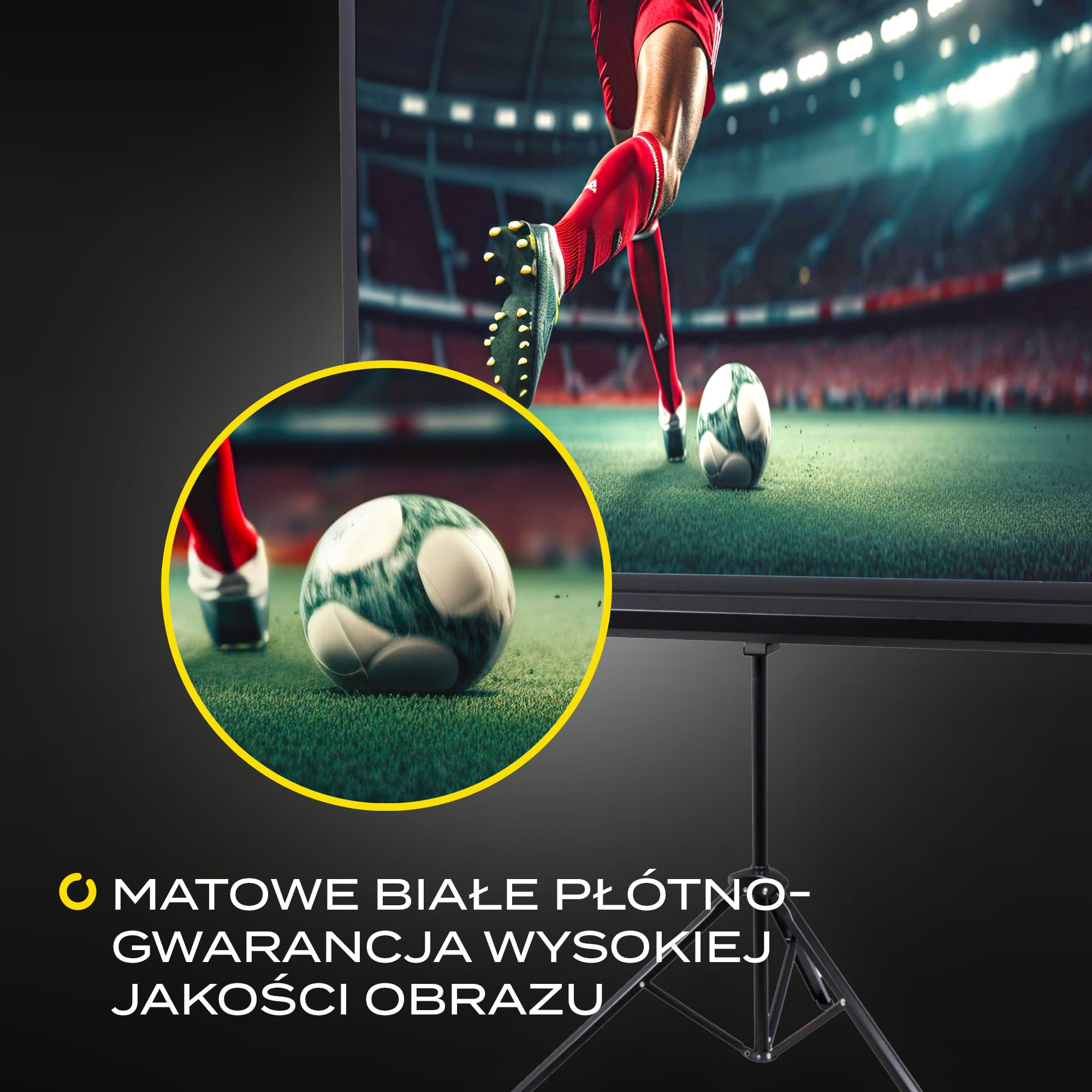 OVERMAX Tripod screen 60” Ekran projekcyjny na statywie 60 cali 116×87 cm trójnożny, regulacja wysokości statywu oraz ekranu, automatyczne sprężynowe zwijanie ekranu, białe, matowe płótno