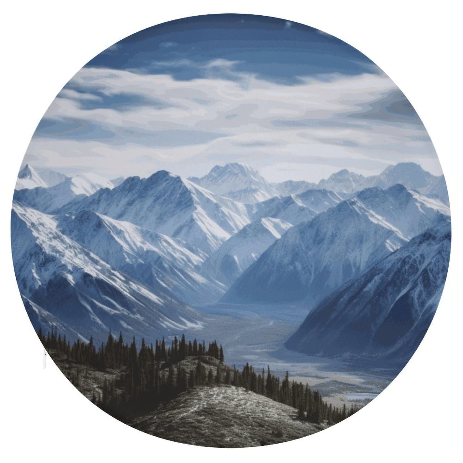 Wsoihfec Style Mountain View Seat Cushion Round Chair Pad