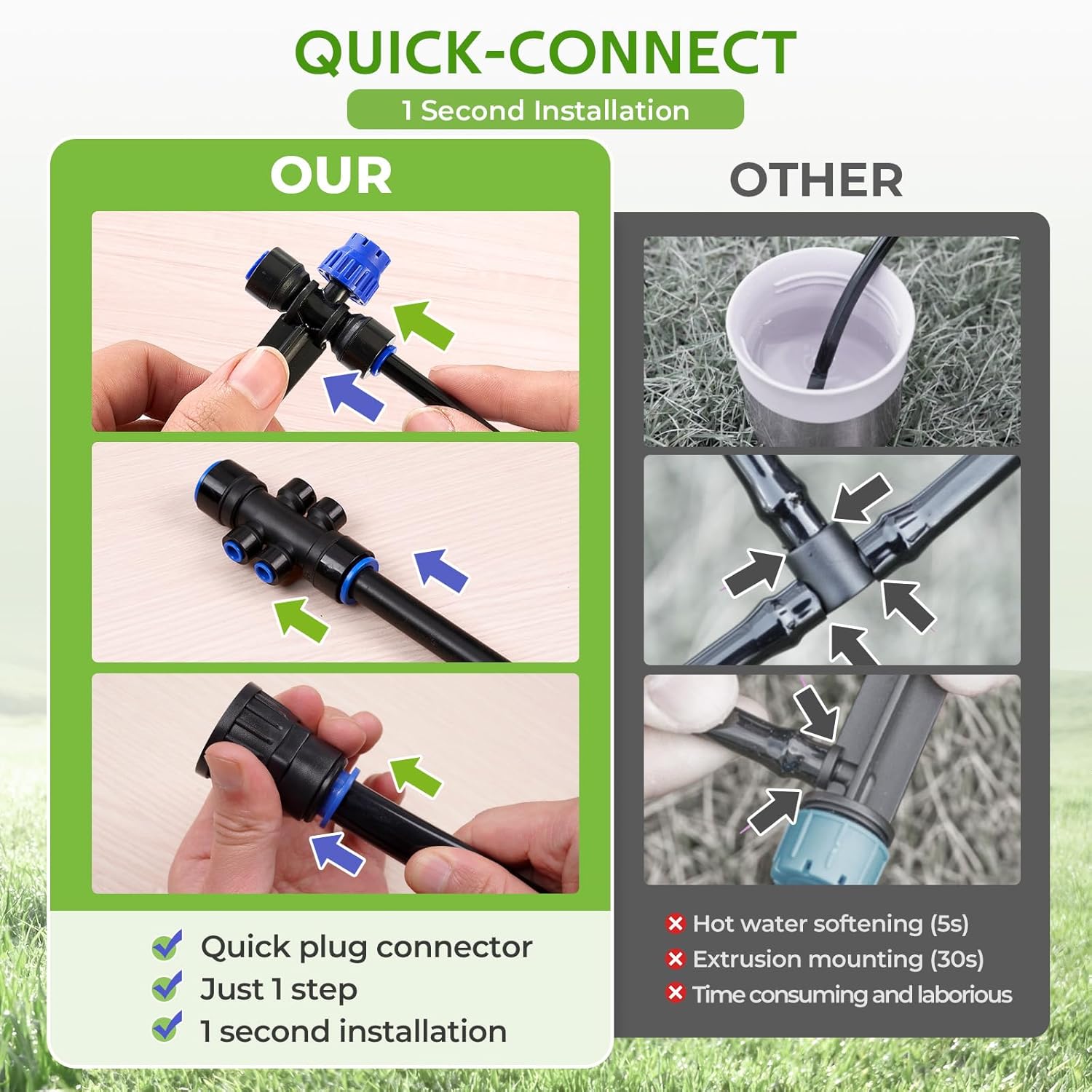 HIRALIY 50FT Drip Irrigation Kit with Garden Water Timer-2 Zone, Automatic Garden Watering System for Raised Bed, Quick Connect Design, Irrigation System for Plant Patio