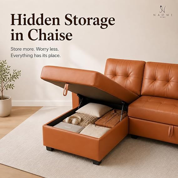 Naomi Home 84 L-Shaped Sectional Sleeper Sofa with Pull Out Bed