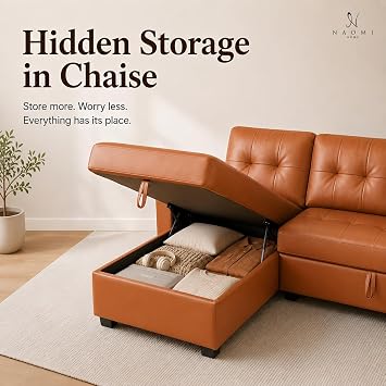 Naomi Home 84 L-Shaped Sectional Sleeper Sofa with Pull Out Bed