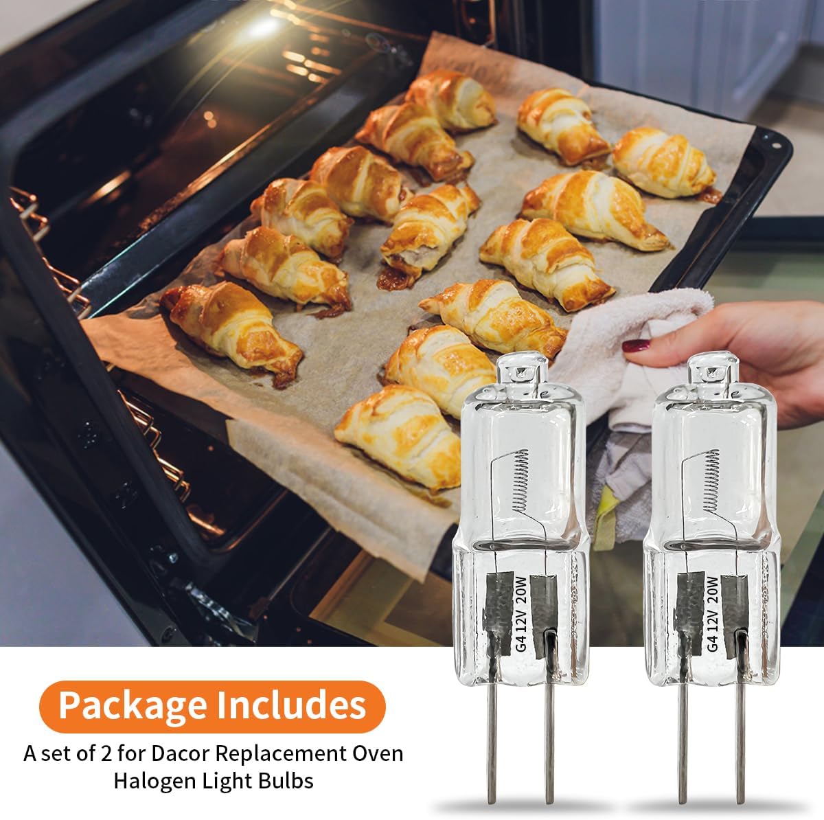 2 Pcs 20W 12V for Dacor Halogen Light Bulbs for Range, Electric Oven&Wall Oven with G4 Bi-Pin Base- for 106660
