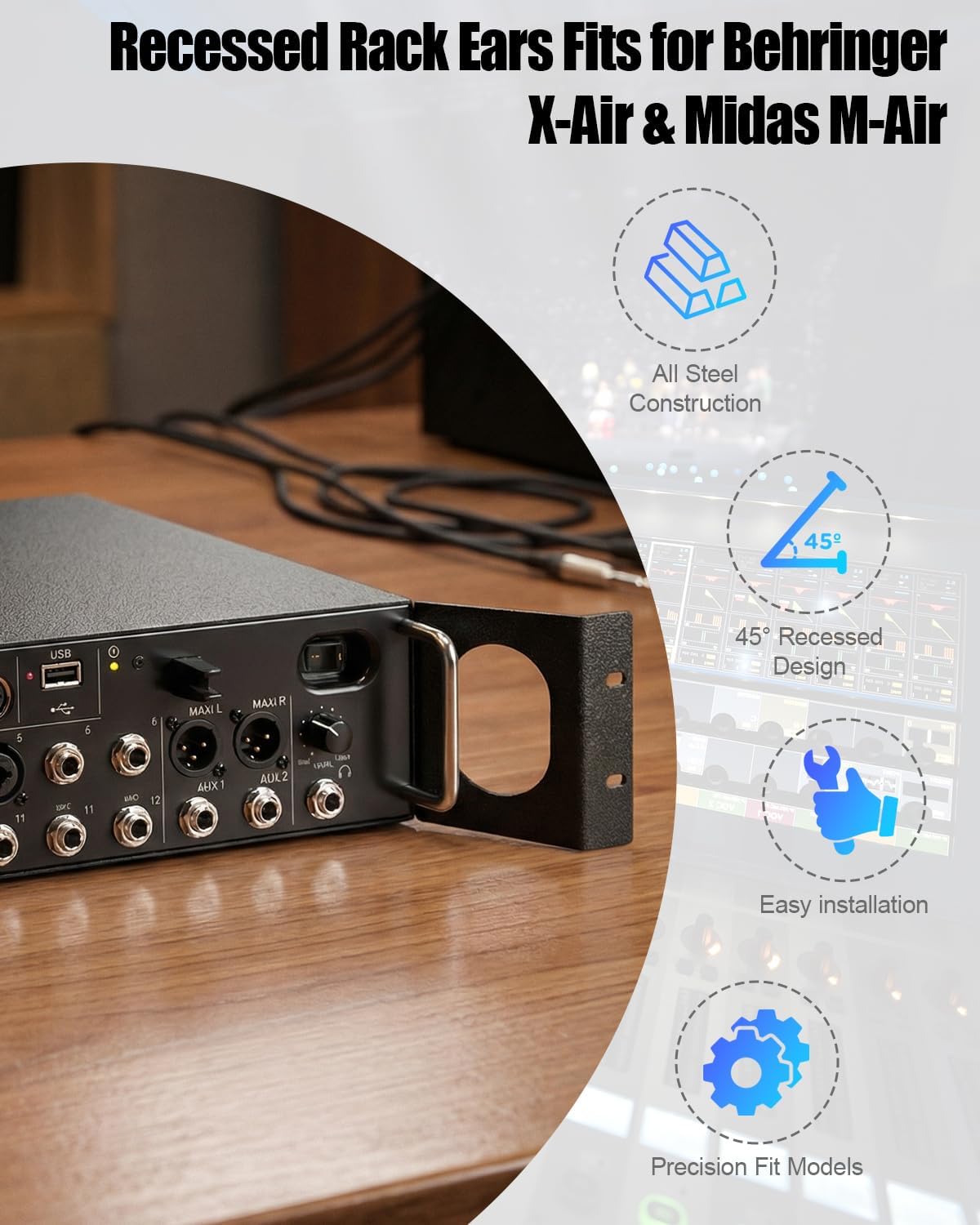 Rack Mount Ears Fits for Behringer XR16 XR18 SD18 & Midas MR16 MR18