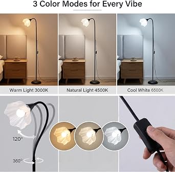 Flower Floor Short Lamp Adjustable Height Bendable Standing Corner Lamps