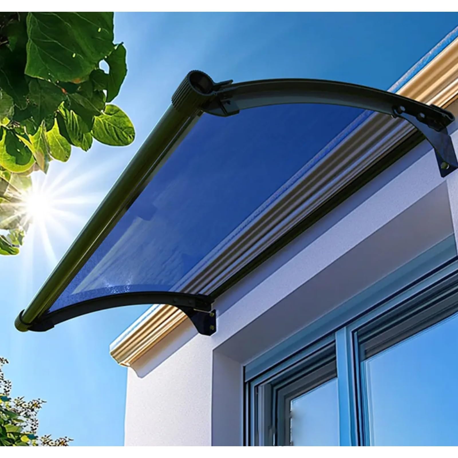 Auvent pour porte d'entrée anti-UV et pluie en aluminium 90x260