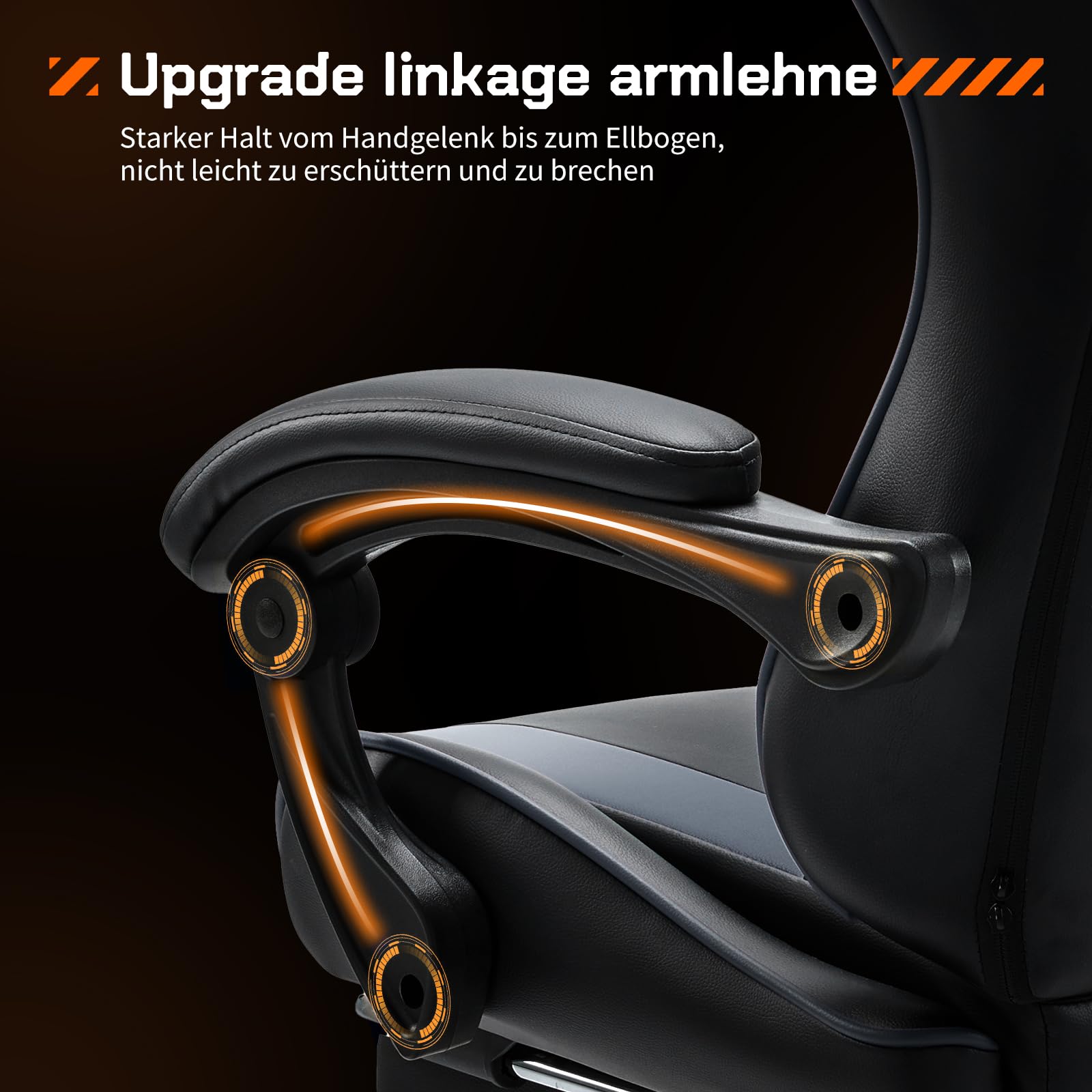 Sweetcrispy Gaming Stuhl,Ergonomischer Bürostuhl mit Fußstütze,Gamer PC Stühle mit Kopfstütze Lendenkissen,90-150° einstellbar Gaming Chair,Leder Drehbar Schreibtischstuhl Computerstuhl,Grau