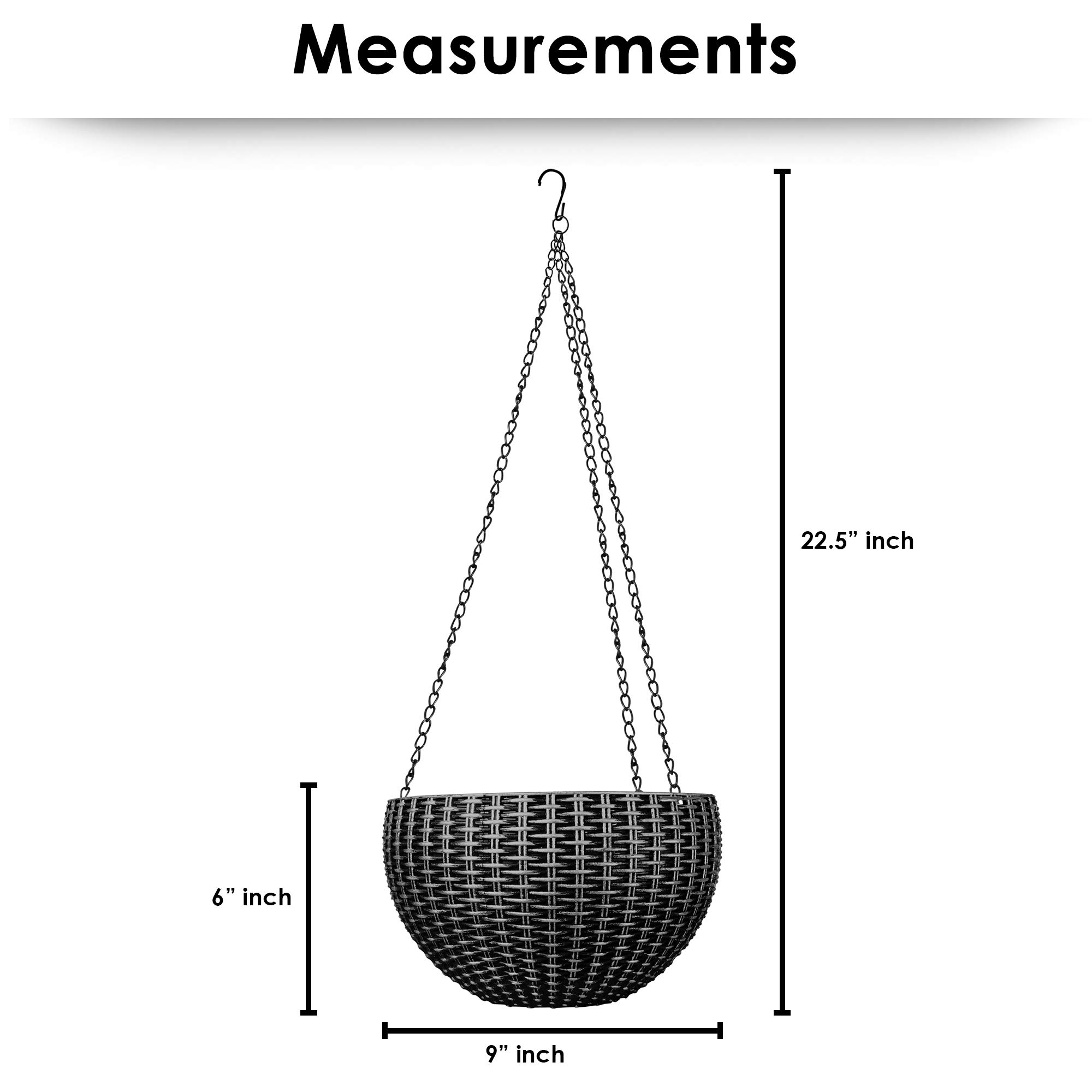 Story@Home Hanging Flower Pot, Plant Containers Basket with Hook Chain for Home Gardener Grower Planter Indoor/Outdoor Decoration - Silver