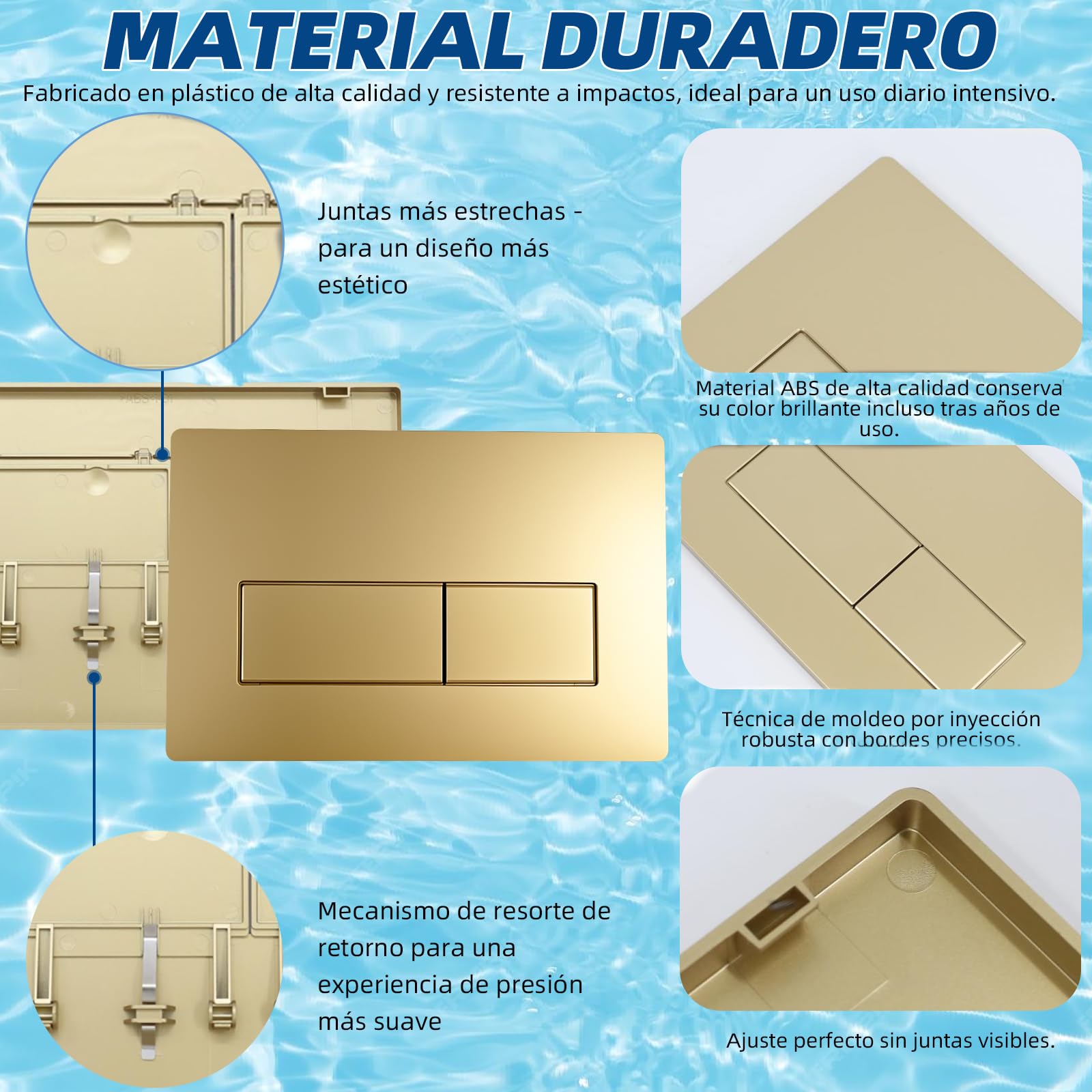 Repuestos para cisternas de inodoro compatibles con Geberit Sigma01 UP300 y 320 115770115 (dorado)