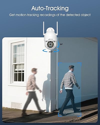 Miniatura 3 de ANRAN Sistema de cámara de seguridad inalámbrica, monitor 4K de 10.5 pulgadas con cámara PTZ WiFi-6 de 4 x 5 MP, seguimiento automático, audio de 2