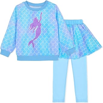 Kids 2 Piece Outfits Girls Stylish Tops Long Sleeve Fashion Sweatshirts and Sweatpants, Girls Clothes Set
