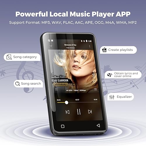 Miniatura 3 de Reproductor de MP3 con Bluetooth y WiFi de 80 GB, reproductor de MP3 innioasis para niños con Spotify, Spotify Kids, Pandora, Tienda Music,