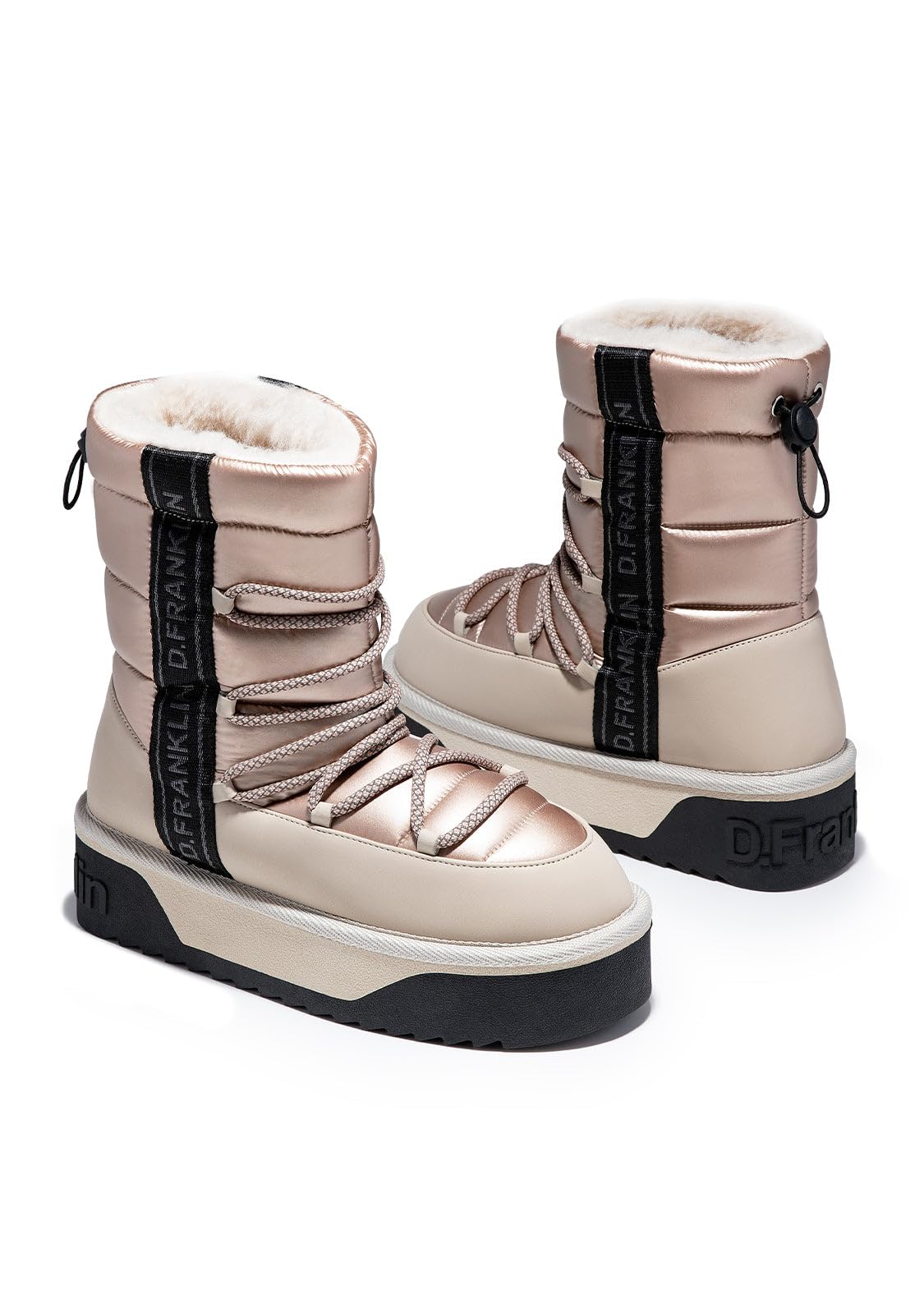 D.Franklin Damenstiefel, modisch, lässig, Bommel
