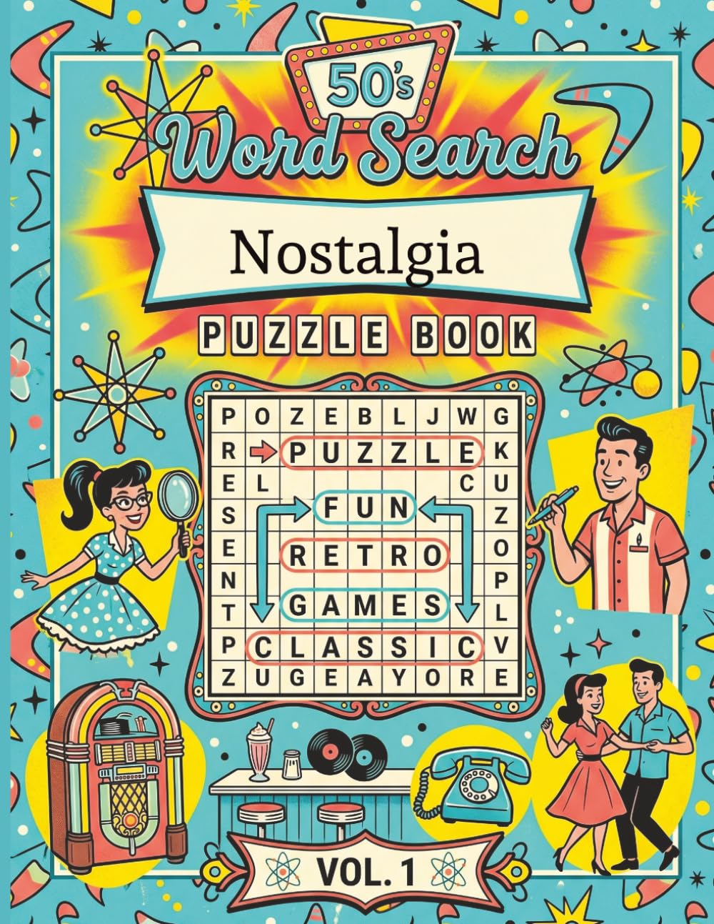 Nostalgia Puzzle Book - 50's Word Search - Vol. 1: Large Print