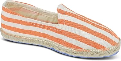 weltenmann Corralejo – Espadrilles Slip-on en Couleurs à Larges Rayures en Coton avec Sac en Tissu, 41-46, Handmade in Spain, Pomegranate, 42 EU
