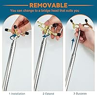 Vista 5 de AccEncyc Puente retráctil para taco de billar, puente de billar, puente de billar retráctil, con 3 piezas de cabeza de puente extraíble, accesorios