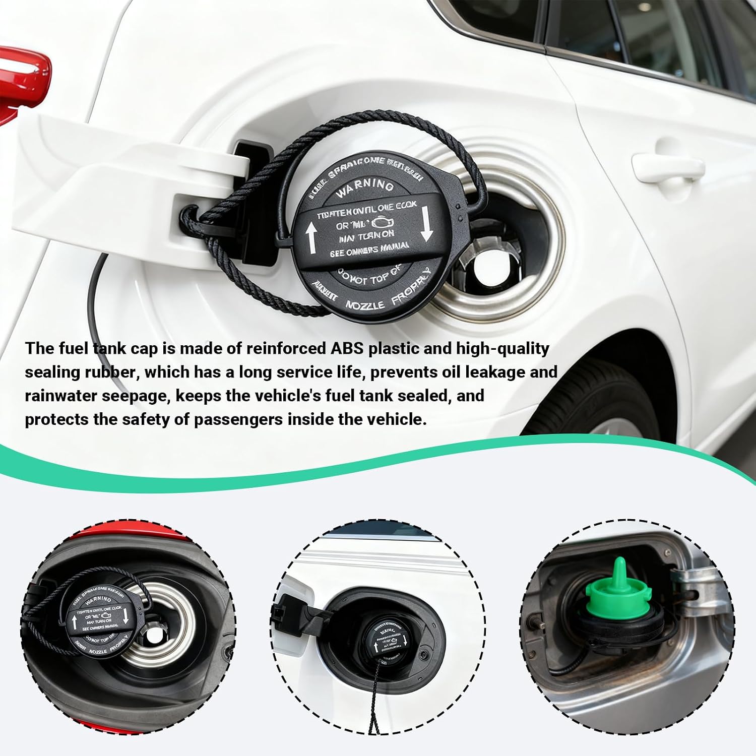 Car Fuel Tank Cap, Fuel Filler Cap Replacement Parts 5C0201550T 5Q0201550L, 2.44" Tight Fitting Sealing Leak-Proof Protector, Compatible with Volkswagen Audi