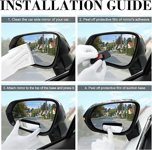 Vista 4 de Livtee Espejo rectangular enmarcado para punto ciego, vidrio HD y carcasa ABS, espejo retrovisor convexo gran angular con palo ajustable para coche