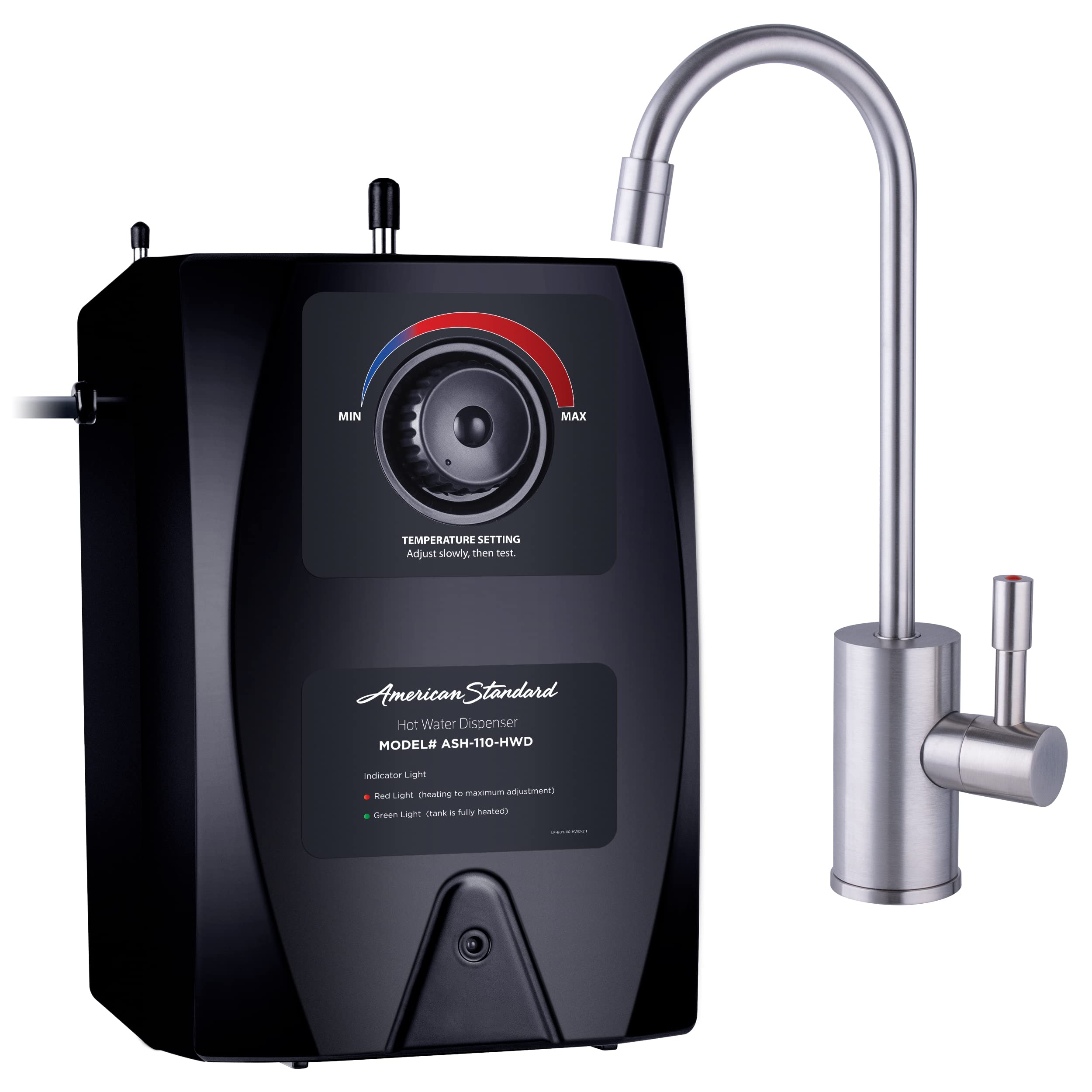 American Standard ASH-110 Hot Water Dispenser – Brushed Nickel Dual Handle Faucet, 780W 110V, 2.5-Quart Tank, 60+ Cups/Hour Near-Boiling Water
