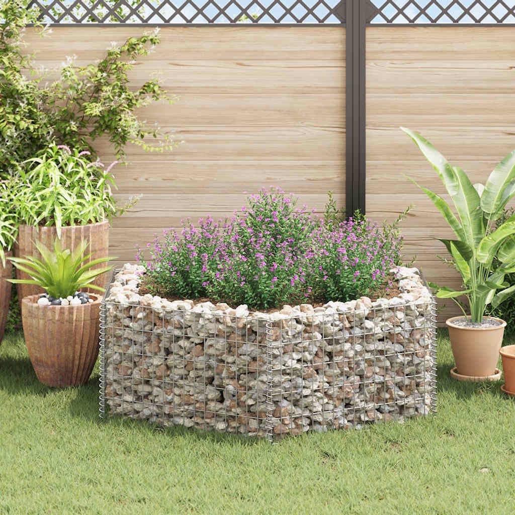 Sechseck-Gabionen-Hochbeet 160×140×50 cm, verzinkter Stahl, Silber, großer Pflanzkübel für Garten, Hof, Terrasse