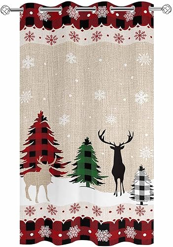 Miniatura 2 de Christmas Reindeer Outdoor Curtains for Patio Waterproof Drapery,Grommet Window Curtain Living Room,Bedroom,Doorway,Kitchen,Cafe,Porch,Cabana Drapes