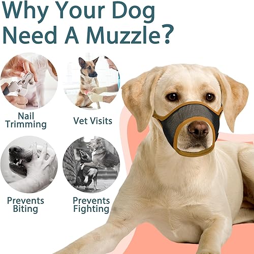 Miniatura 6 de Bozal para perro, bozal de malla para perros grandes, medianos y pequeños, bozales suaves para morder, masticar ciertos ladridos, cubierta bucal