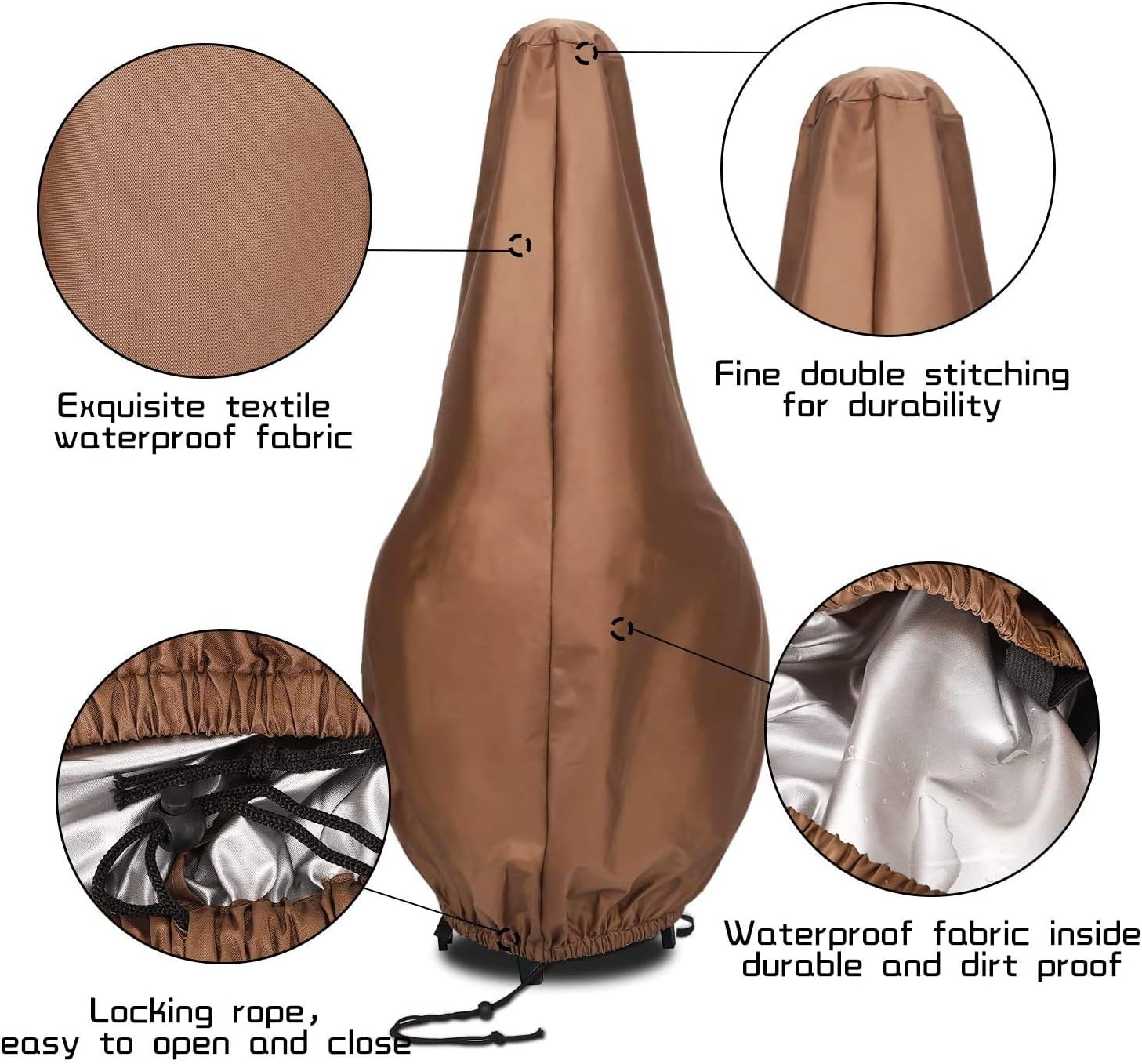 DANCHENG Chiminea Cover Waterproof，Chimney Fire Pit Heater Cover, Chiminea Accessories Outdoor Patio Chiminea Covers,Durable Outdoor Garden Heater Cover Brown ((S) 12"X24"X40") : Patio, Lawn & Garden