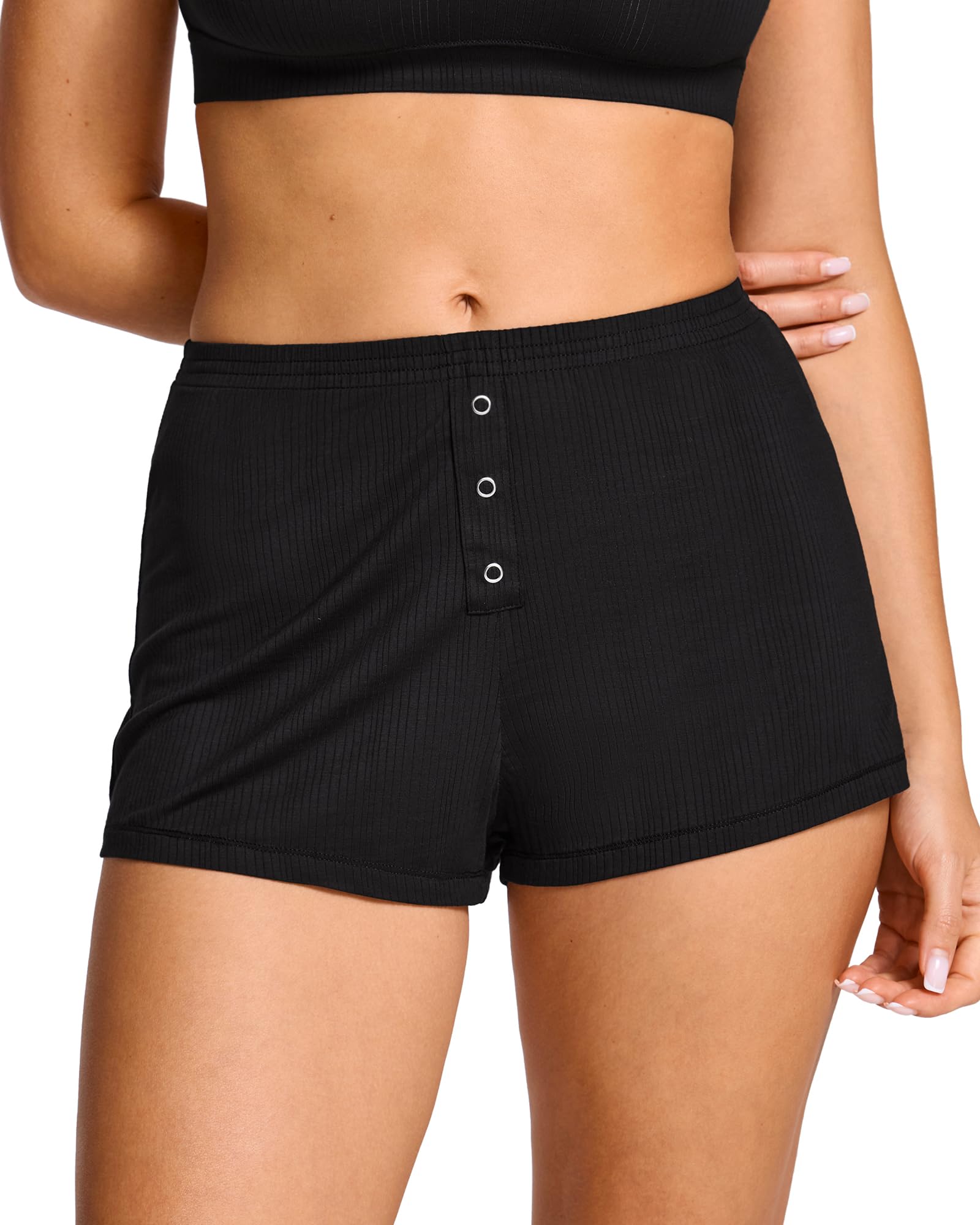 SOULVOR Women's Natrelax Pajamas Shorts Modal Relaxed Fit Sleep Lounge Summer Ribbed Casual Cozy Sleepwear Pj Bottoms