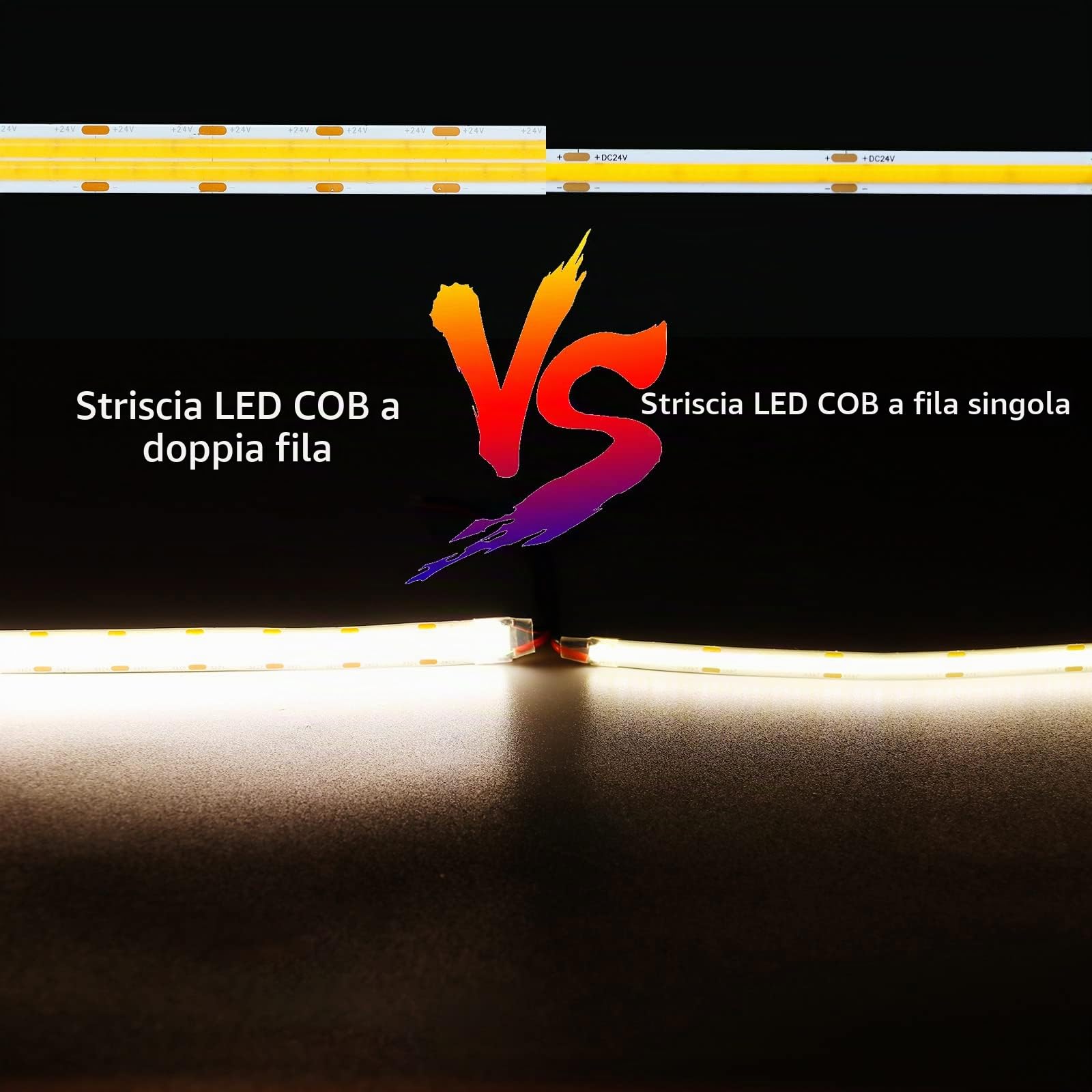 GOMING 24V 10M Doppia Fila COB Striscia LED Bianco Naturale 4000K CRI 93+ Alta Densità 600LED/M Alta Luminosità 20000lm Non Impermeabile IP20 Luci LED per Decorazione Della Casa(Senza Alimentazione)