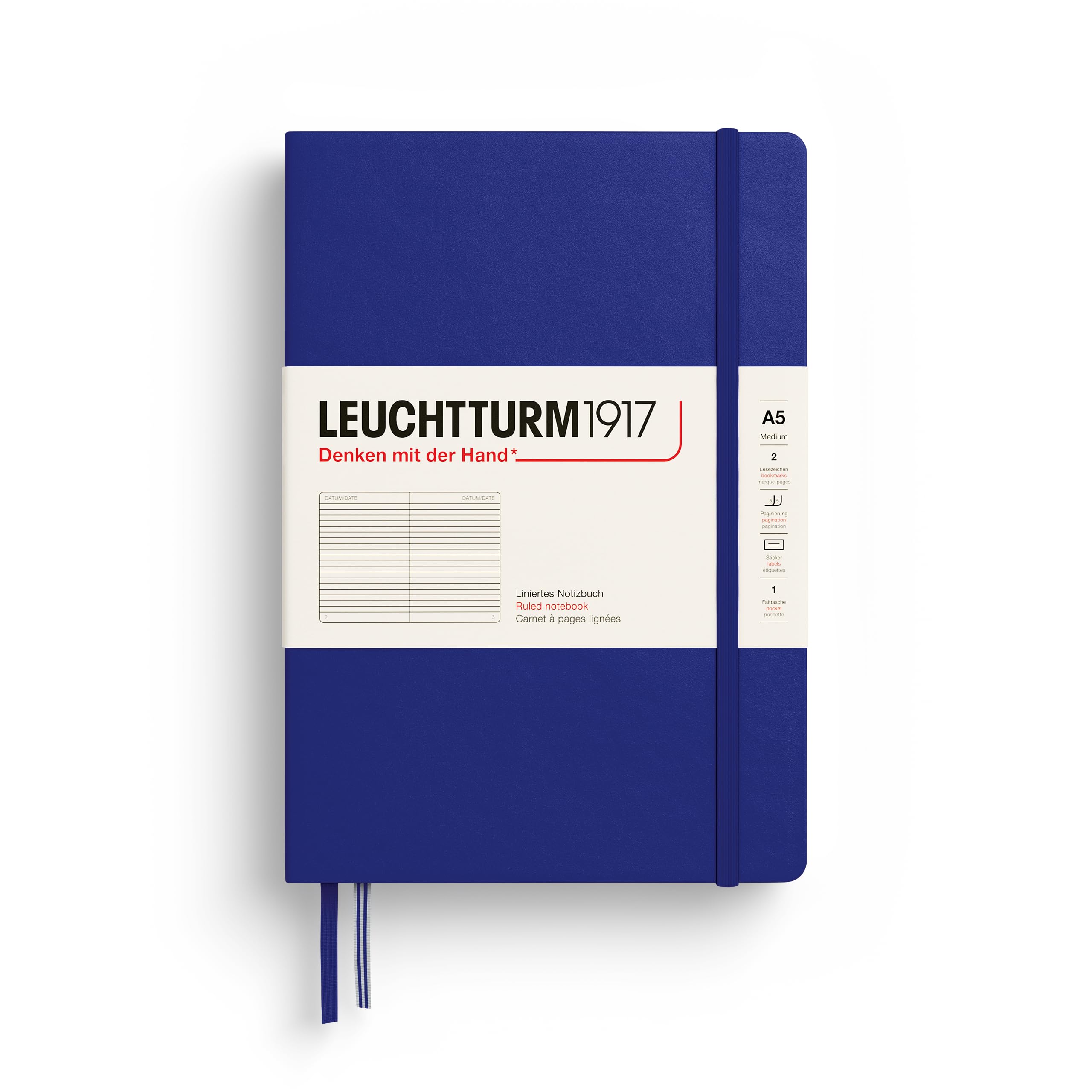 LEUCHTTURM1917 369793 Notebook Medium (A5), Hardcover, 251 Numbered Pages, Ink, Ruled