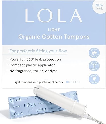 Miniatura 8 de LOLA Tampones de algodón orgánico, 8 unidades - Tampones regulares, productos de higiene femenina de período, productos aprobados por la HSA FSA