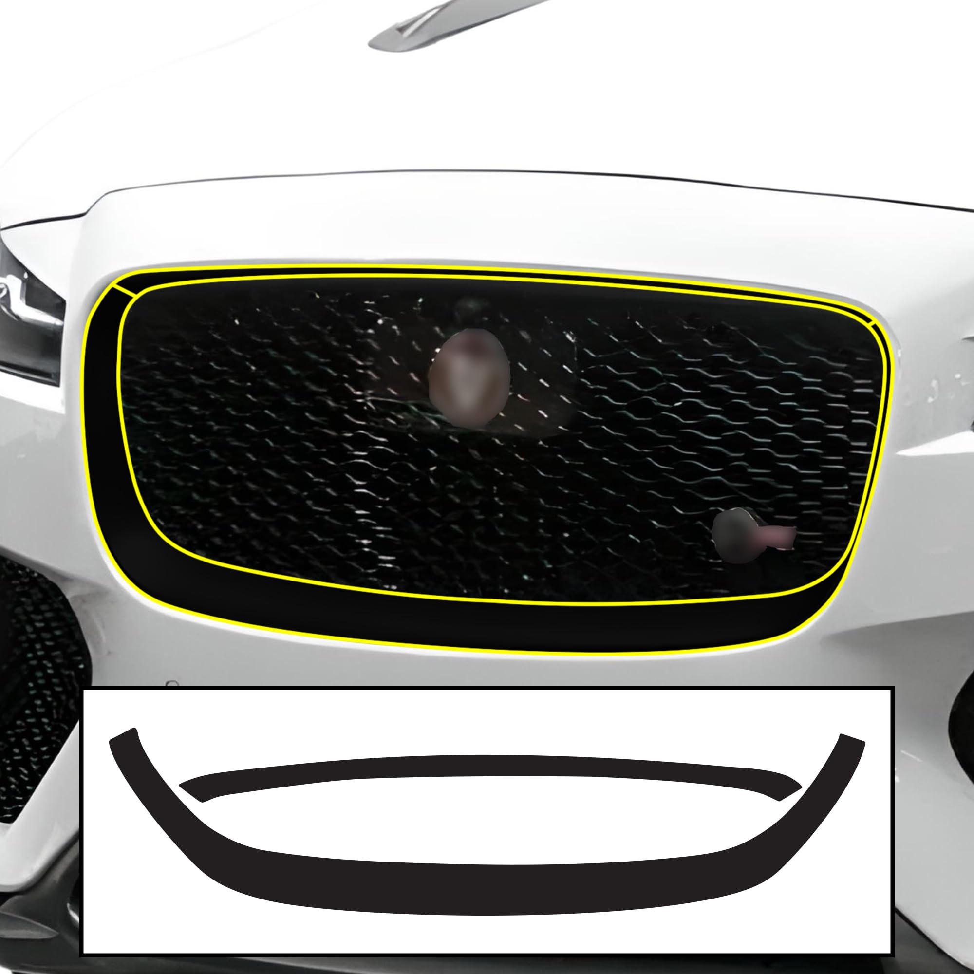 BOGAR TECH DESIGNS for Jaguar F-Pace 2017-2020 Front Chrome Delete – Precut Vinyl Overlay Kit, Gloss Black Blackout Trim