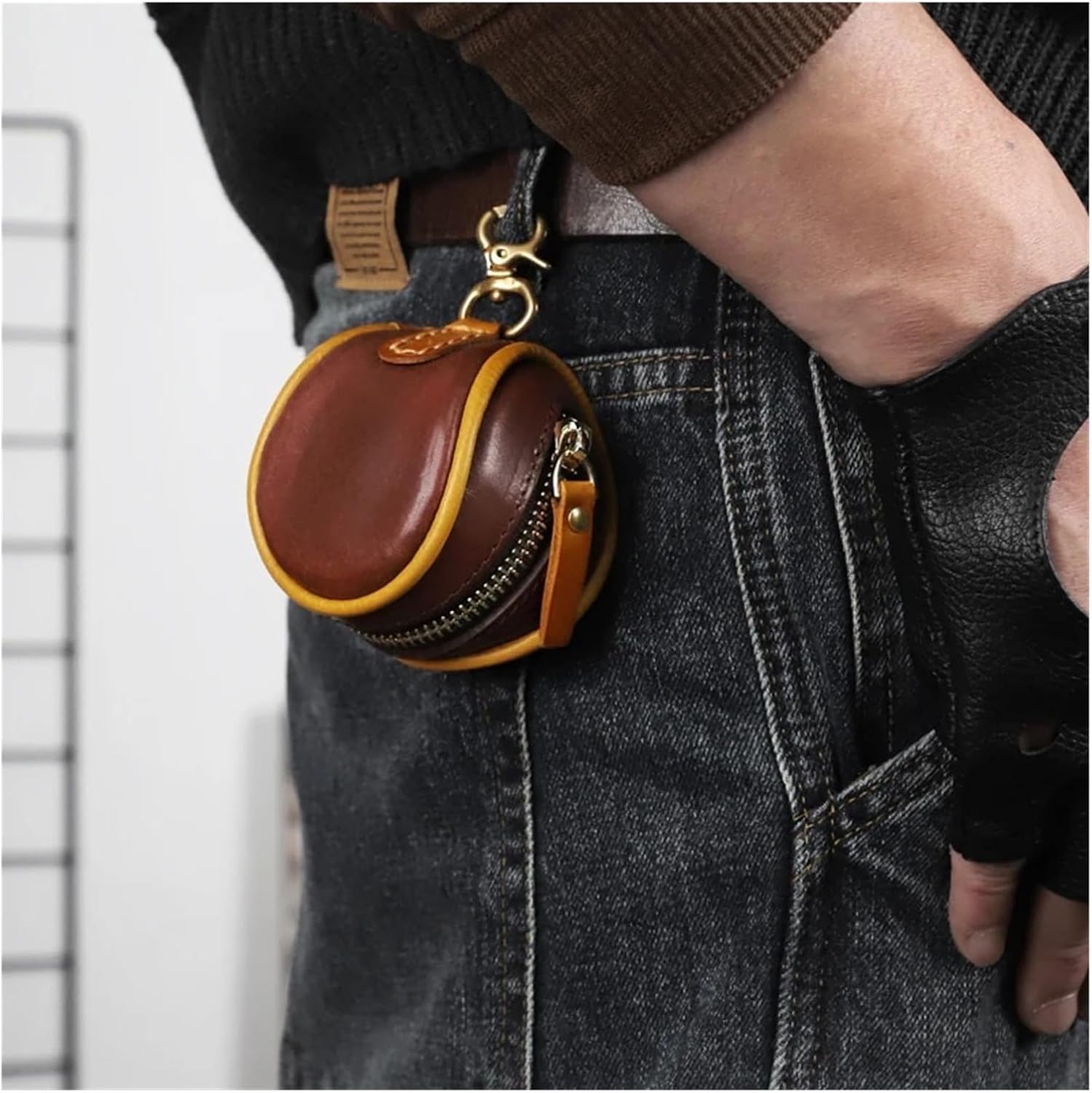 Keychain Bag Handbag Earphone Pouch Data Cable Pouches Suitable For Portable Small Handbags(Coffee)