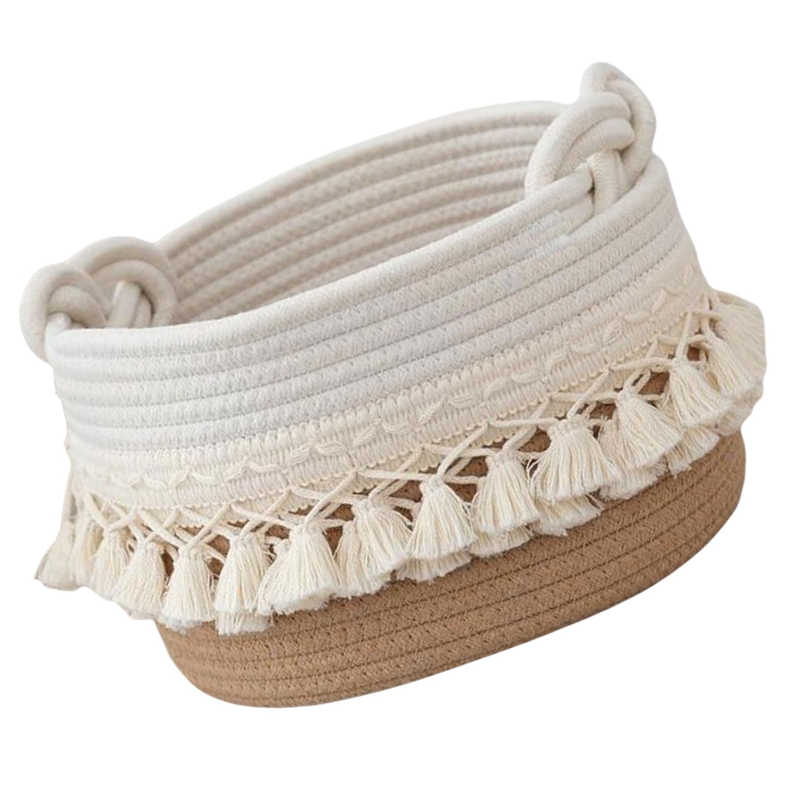 Kalttoy C Effective Otton Rope Storage Basket Sturdy Otton Rope Storage Bin Featuring Tassels Accent For Organization Decorative Basket