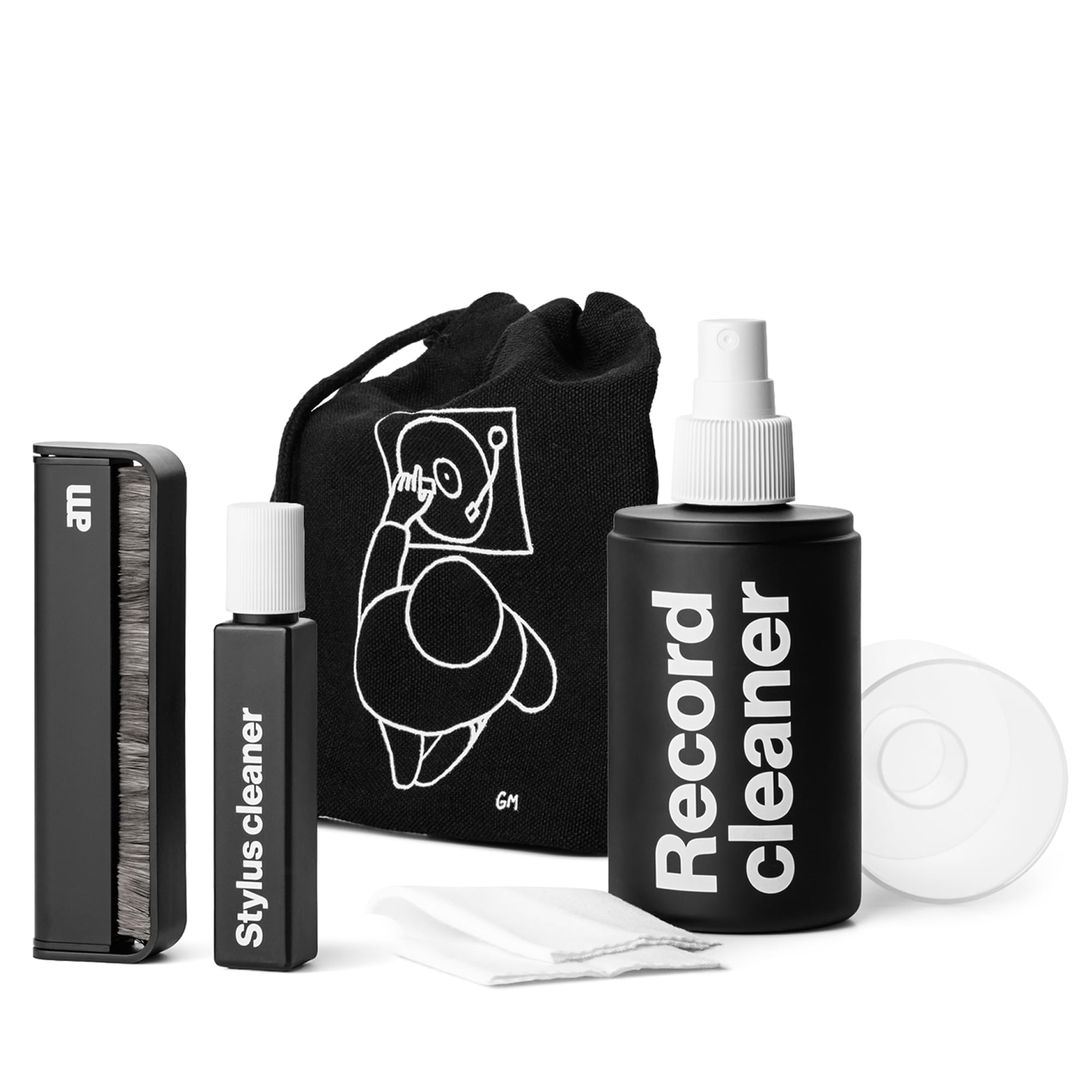 am Kit Pulizia Vinili 3 in 1 – Spray Pulizia Dischi da 200 ml, Stylus Cleaner, Spazzola Antistatica in Fibra di Carbonio e Pickup Brush con Panni in Cotone