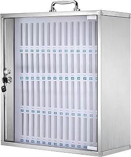 Stainless Steel 60 Slots Clear Cell Phones Storage Cabinet Pocket Chart Storage Locker Box with Handle for Office Classroom-1