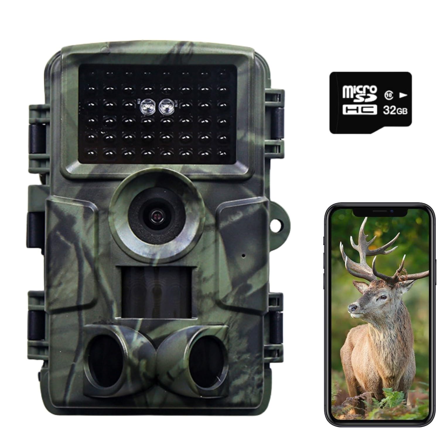 Caméra de Chasse Wi-Fi 4K 60MP HD avec Vision Nocturne - Captures incroyables des animaux sauvages - Connexion Mobile sans fil - Étanche IP66