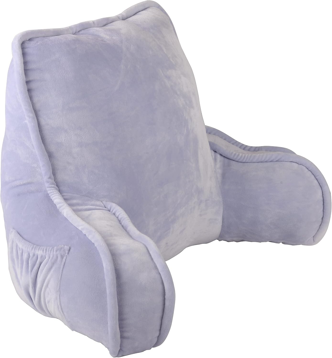 Home Soft Things Super Soft DO IT Yourself Bedrest Reading Pillow Cover and Filling, Need Assembly, Lounger Backrest Pillow for Sitting in Bed with Arms Pockets, 20" x 18" x 17", Lilac Grey