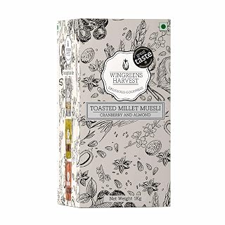 Monsoon Harvest Toasted Millet Muesli 1kg, Cranberry & Almond, Natural, Breakfast Cereal, Healthy Gluten-Free Cereals with Whole Grains, Dried Fruits, Nuts and Seeds, Saver Pack, Zero White Sugar