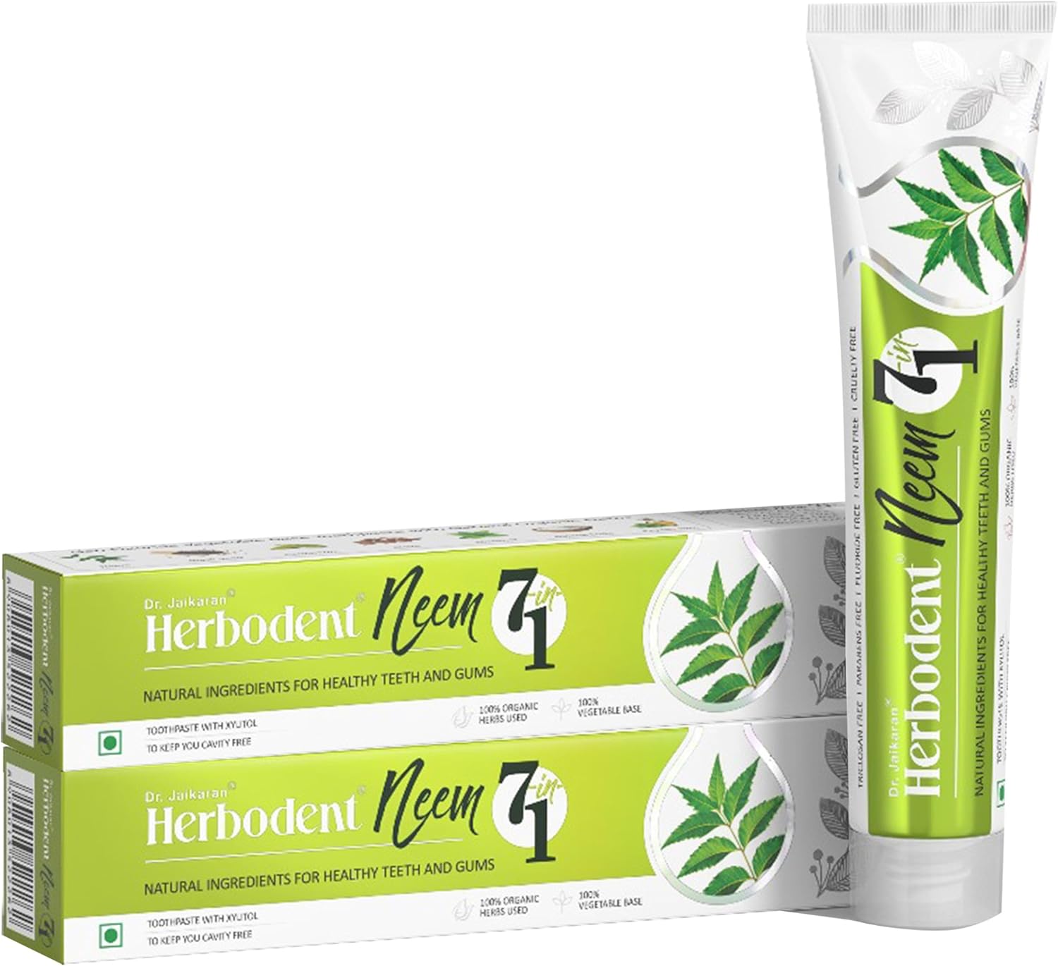 Herbodent® NEEM 7 in 1 Toothpaste-6.53Oz Pack of 6 | Organic Herbs-Neem, Black Seed & Xylitol for Anti Cavity, Cardamom & Mint for Freshness, Baking Soda for Great Cleaning-No Fluoride & No Paraben