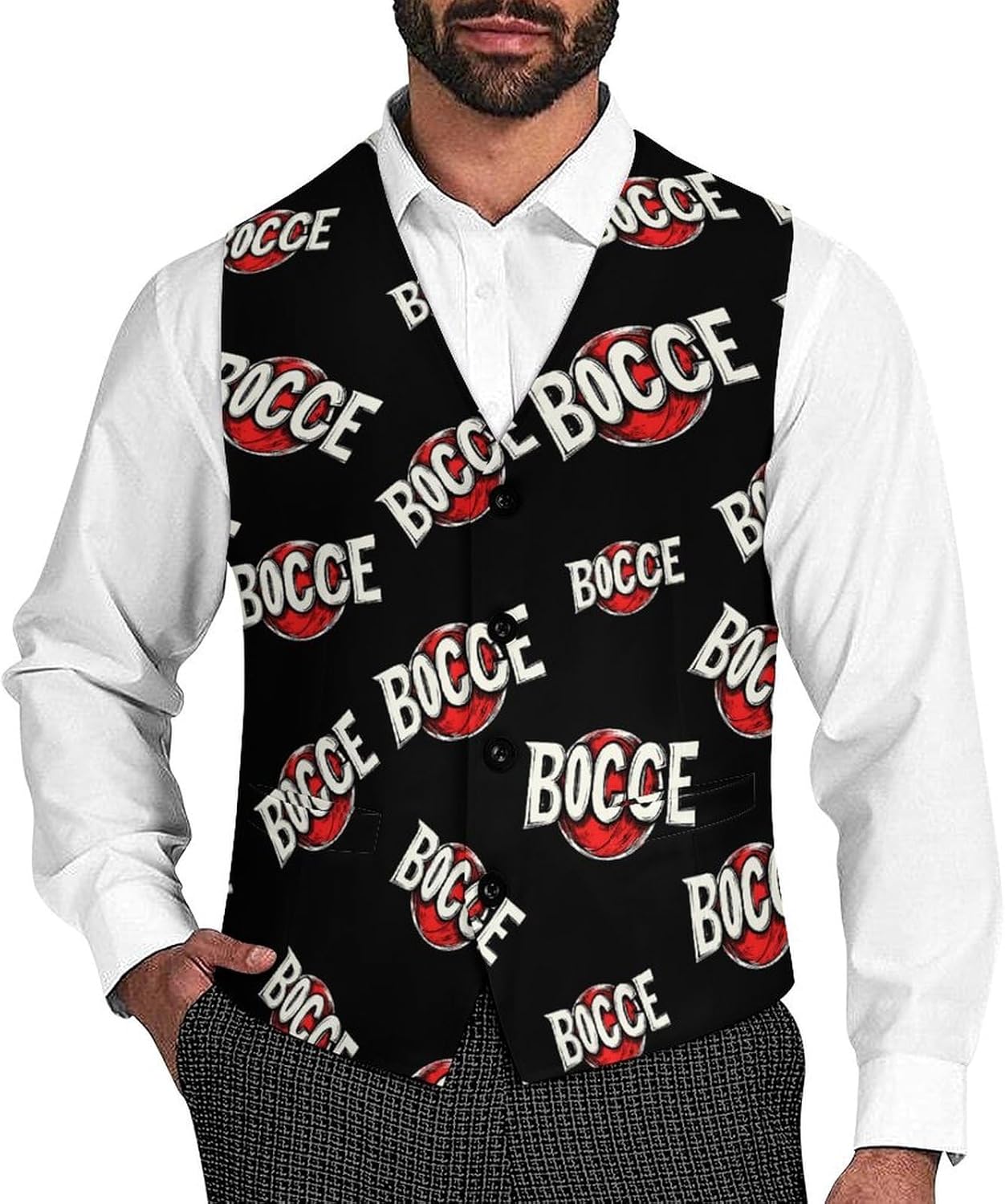 Bocce Ball Men's Suit Vest Casual Business Dress Slim Fit Waistcoat Vests with Pockets
