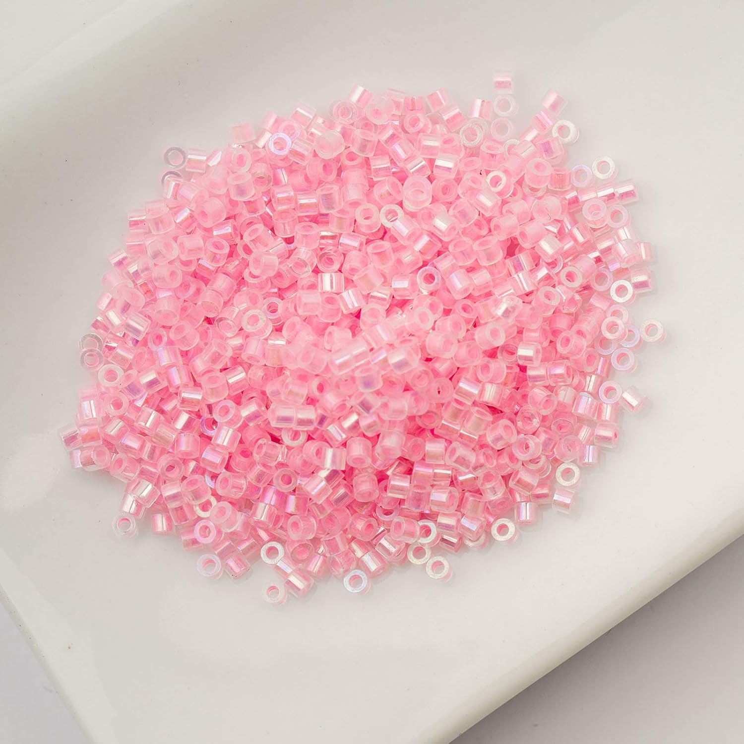 John Bead 25g Cylin Beads Pink Glow in Dark AB 11/0 Glass Cylindrical Seed Beads for Jewelry Bracelets Necklaces Earrings Making Embroidery