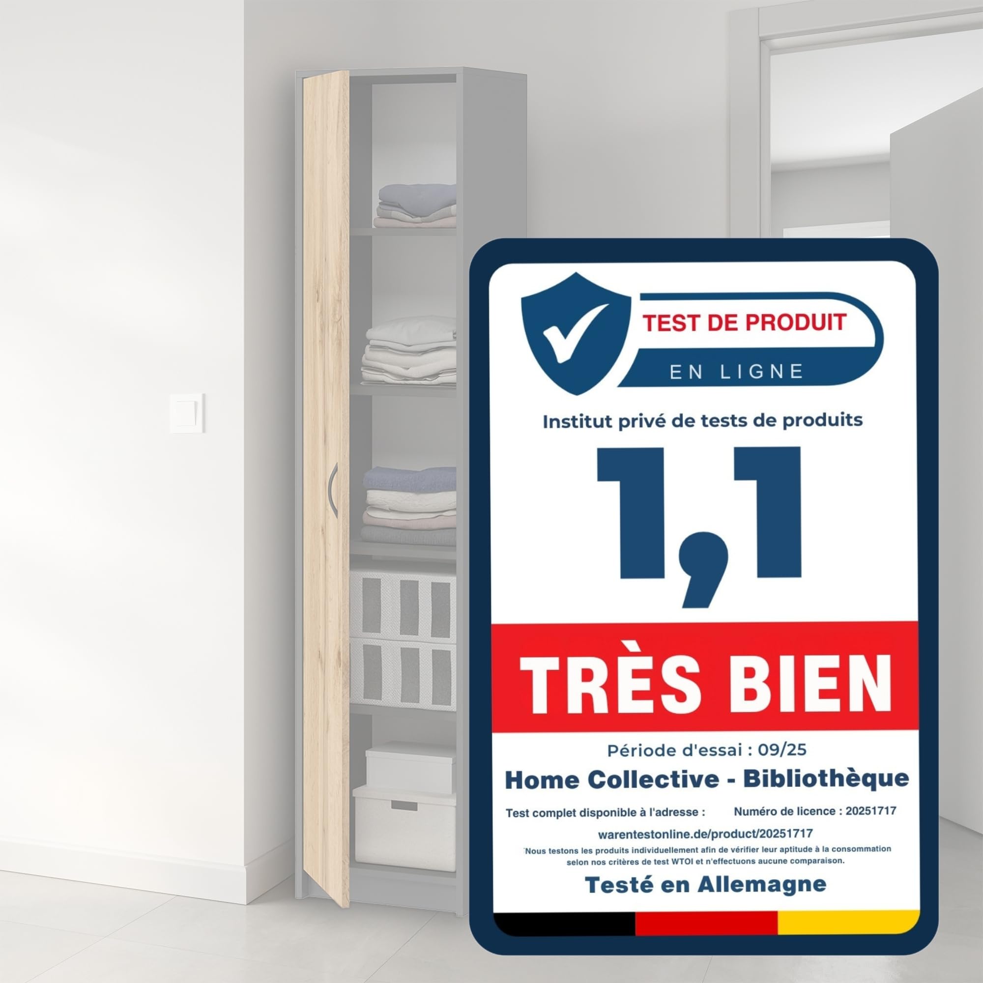 Home Collective Bibliothèque Armoire, Étagère, Meuble de Rangement Polyvalent avec 4 étagères, Armoire de Bureau| 40 x 35 x 180 cm (L x P x H) | pour Chambre, Couloir, Bureau | Anthracite chêne