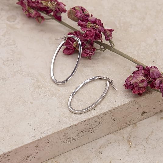 Orecchini A Cerchio Quadrati In Oro Rosa 9ct Carissima | 22mm, Tubolari | Gioielli Donna Eleganti In Confezione Regalo