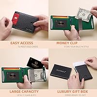 Vista 163 de RUNBOX - Carteras delgadas para hombre, cartera de piel con pinza para el dinero, cartera de bolsillo frontal con bloqueo RFID, tarjetero Negro