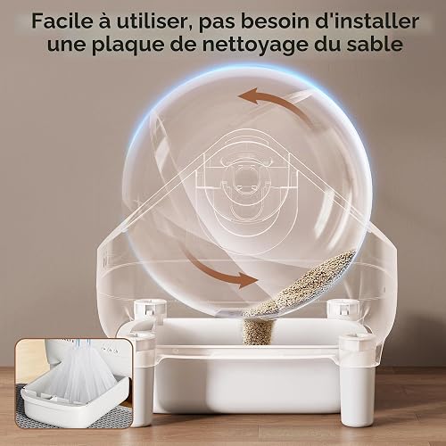 Thereye Litiere Autonettoyante App & Anti-Pincement (Gris) - 6