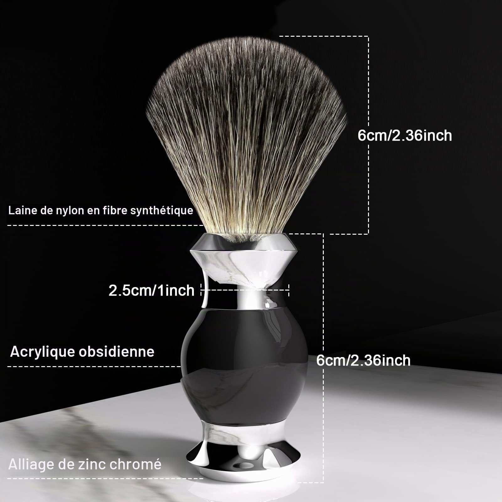 GRUTTI Kit rasage 3-en-1 homme: Bol inox magnétique + Support zinc chromé + Pinceau synthétique poil de blaireau | Hygiénique & Pratique | Ajoutez votre rasoir!