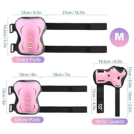 Kids/Youth/Adult Knee Pads Elbow Pads with Wrist Guards Protective Gear Set 6 Pack for Roller Skating Skateboard Cycling Skating Bike Scooter Riding Sports