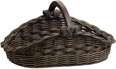 The Basket Lady Wicker Gathering Basket, Small, 18.5 in L x 10 in W x 9 in H, Antique Walnut Brown Sold Individually