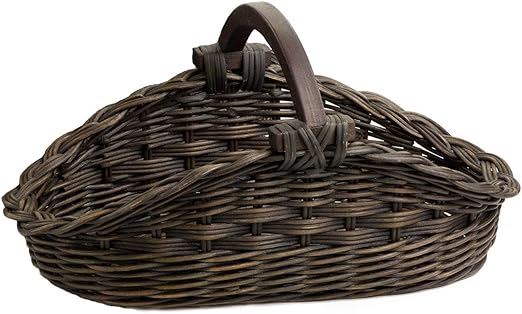 The Basket Lady Wicker Gathering Basket, Small, 18.5 in L x 10 in W x 9 in H, Antique Walnut Brown (Sold Individually)